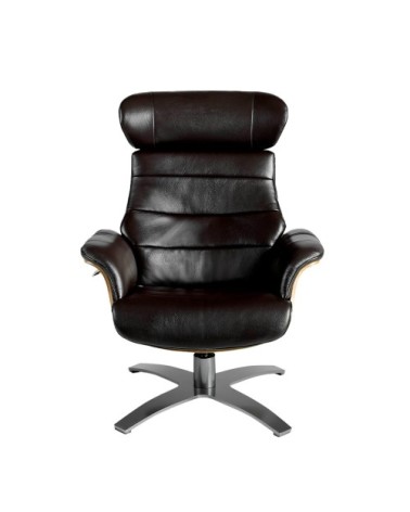 Fauteuil relax pivotant en cuir Brun