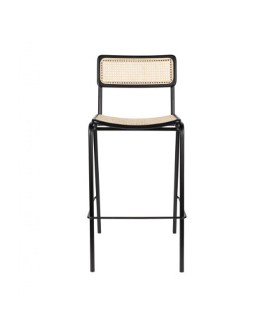 Lot de 2 tabourets de bar en cannage 77cm noir