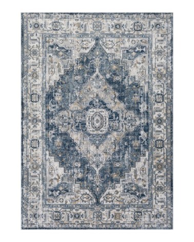 Tapis Vintage Oriental - Bleu, Gris et Ivoire - 160x220cm