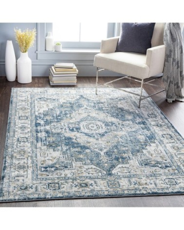 Tapis Vintage Oriental - Bleu, Gris et Ivoire - 160x220cm