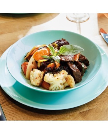 Assiette à soupe en opale turquoise D20cm