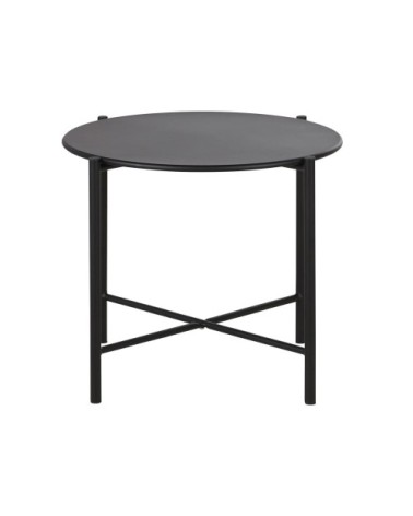 Table basse de jardin ronde en acier noir D50