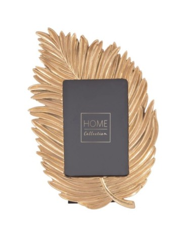 Cadre photo feuille en résine dorée 10x15