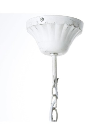 Lustre à pampilles en métal blanc effet vieilli