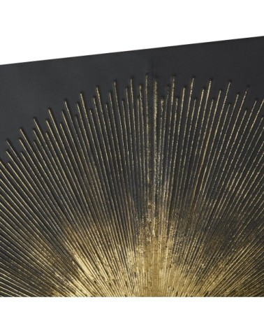 Déco murale en métal noir et reliefs dorés 90x90
