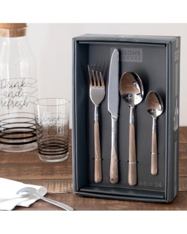 Coffret 24 couverts en acier argenté