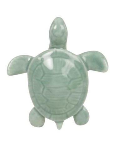 Statuette tortue en porcelaine bleu clair H2
