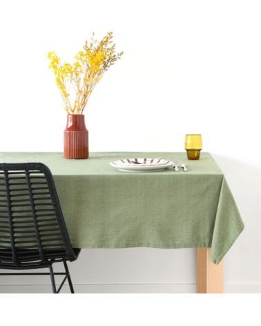 Nappe en coton vert olive 130x210