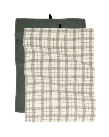 Torchons carreaux en coton (x2)