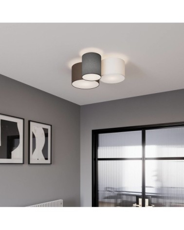 Plafonnier tissu en textile gris