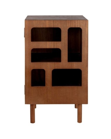 Petit meuble 1 porte vitrée marron