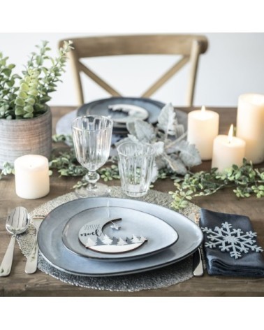 Assiette plate en grès gris