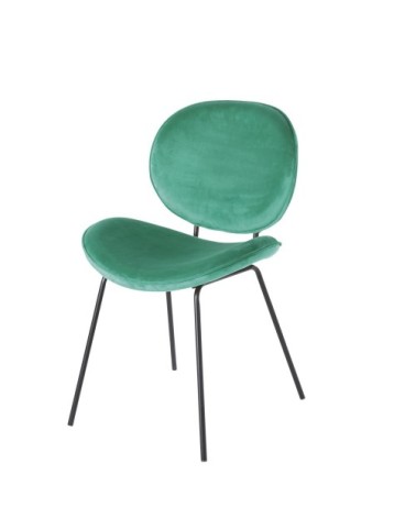 Chaise en velours vert et métal noir