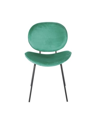 Chaise en velours vert et métal noir