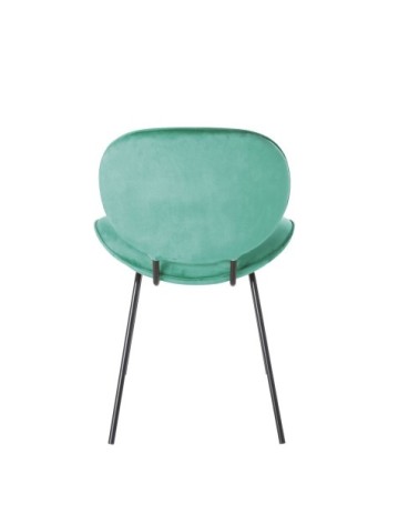 Chaise en velours vert et métal noir