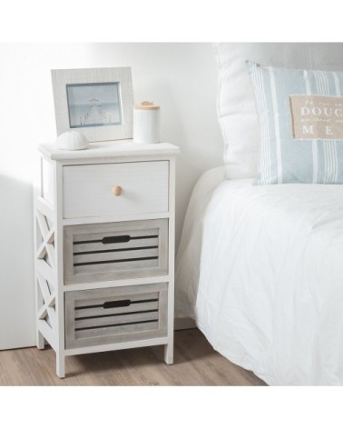 Petit meuble de rangement 3 tiroirs en paulownia