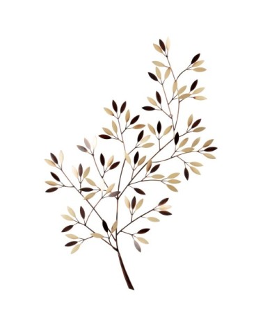 Déco murale branchage en métal doré et coloris bronze