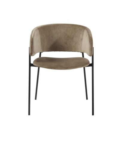 Chaise avec accoudoirs en velours beige capuccino