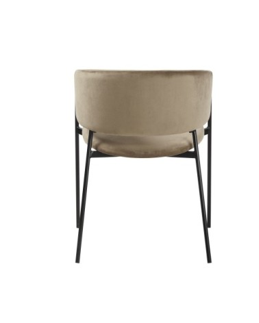 Chaise avec accoudoirs en velours beige capuccino