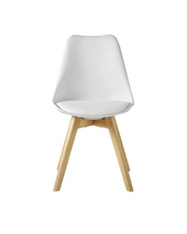 Chaise style scandinave blanc éclatant et hévéa