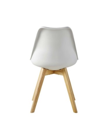 Chaise style scandinave blanc éclatant et hévéa