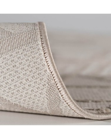 Tapis géométrique design en polyester beige 80x300