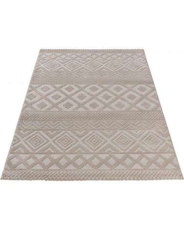 Tapis géométrique design en polyester beige 80x300