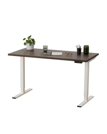 Bureau assis-debout électrique effet bois naturel 140x70x3cm