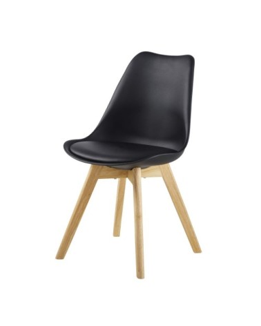 Chaise style scandinave noir ébène et hévéa