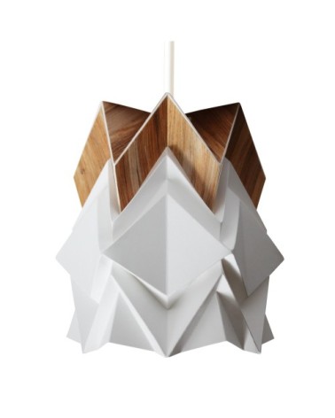 Petite suspension origami design en papier et ecowood