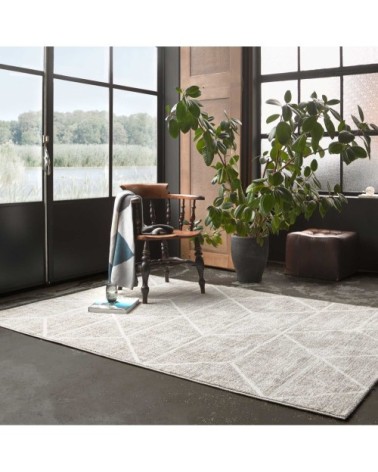 Tapis graphique motif ivoire gris beige 290x240