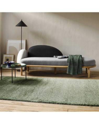 Tapis uni intemporel vert olive chiné pour salon, chambre 225x160