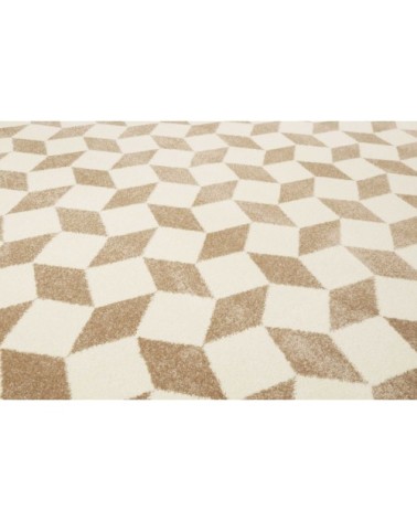 Tapis design velours ras beige/taupe pour salon, chambre 150x80