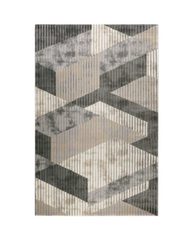 Tapis motif effet 3D relief tons de gris pour salon/ chambre 200x133