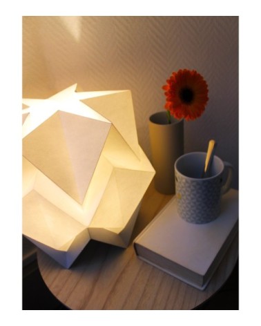 Lampe de table origami bicolore en papier taille M