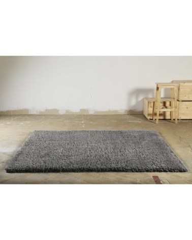 Tapis uni très doux à mèches très hautes gris anthracite 170x120