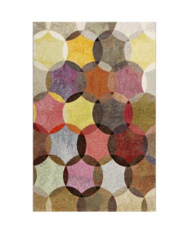 Tapis motif cercles vintage nuances vives pour salon, chambre 170x120