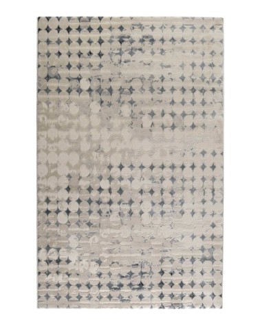 Tapis vintage relief beige/bleu pétrole pour salon, chambre 200x133