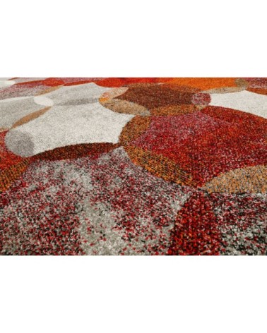 Tapis motif cercles vintage rouge/gris pour salon, chambre 290x200