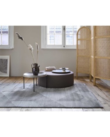 Tapis motif géométrique à relief gris taupe 200x133