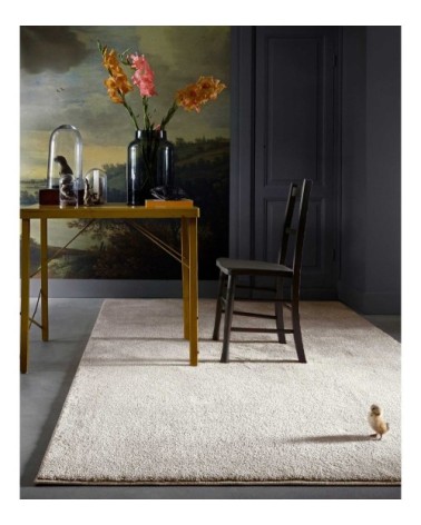 Tapis tissé velours ras beige uni 133x190