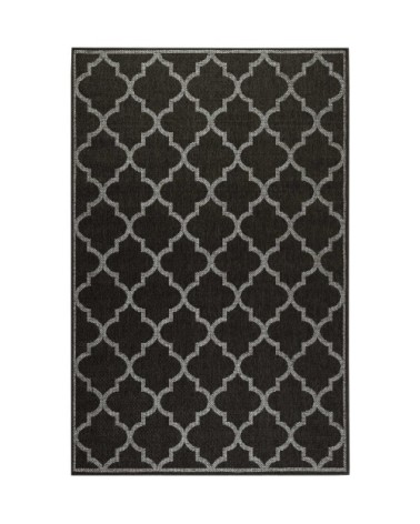Tapis exterieur noir motif oriental gris 225x160