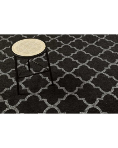 Tapis exterieur noir motif oriental gris 225x160