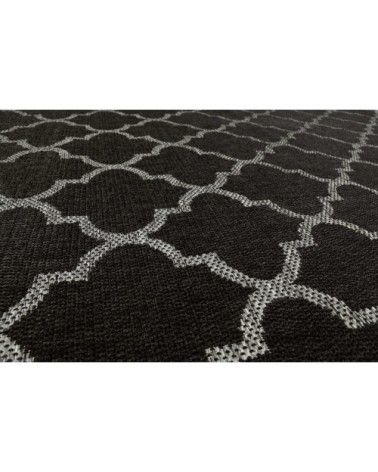 Tapis exterieur noir motif oriental gris 225x160
