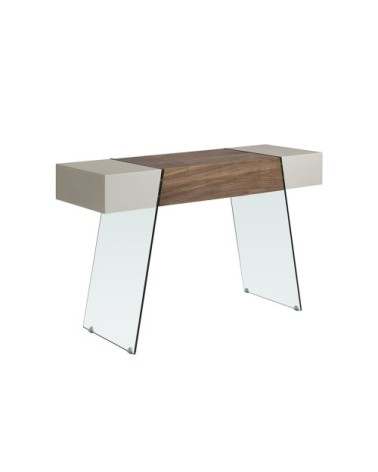 Console en noyer et verre trempé