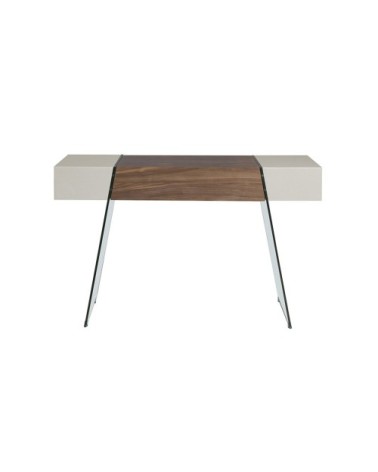 Console en noyer et verre trempé