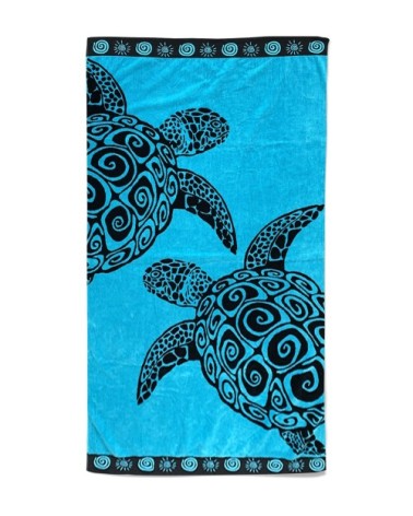Serviette de plage éponge velours Turquoise turtle 100 x 175