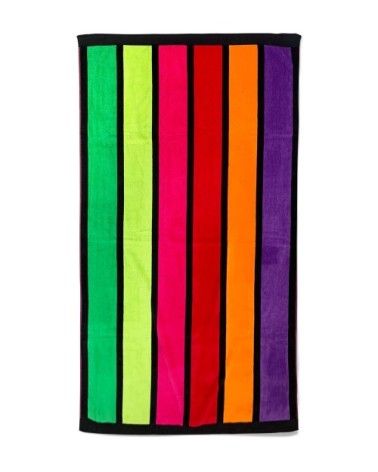Serviette de plage éponge velours muticlore happy fresh 100 x 175