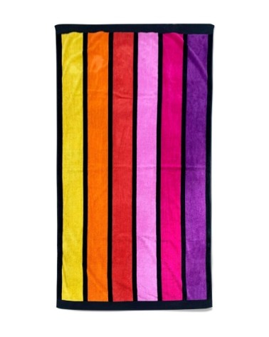 Serviette de plage éponge velours muticolore  happy chic 100 x 175