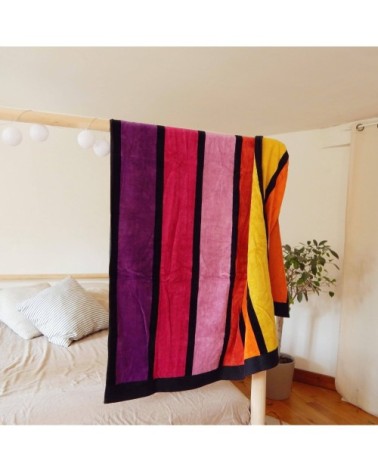 Serviette de plage éponge velours muticolore  happy chic 100 x 175